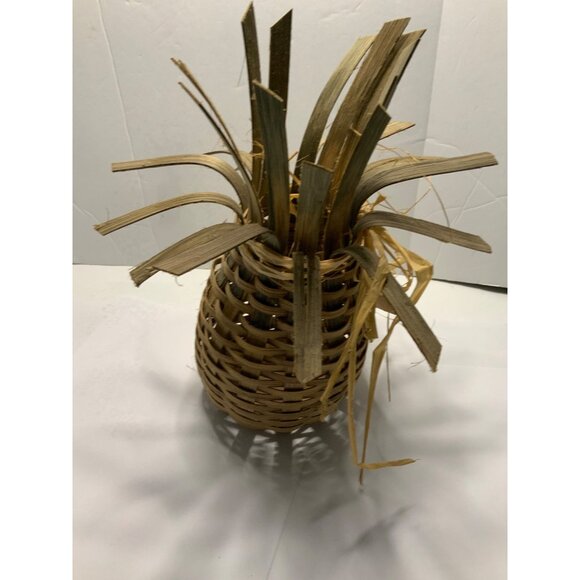 Handcrafted Pineapple Basket Woven Decor 5” Wide 10” Tall - Picture 7 of 8
